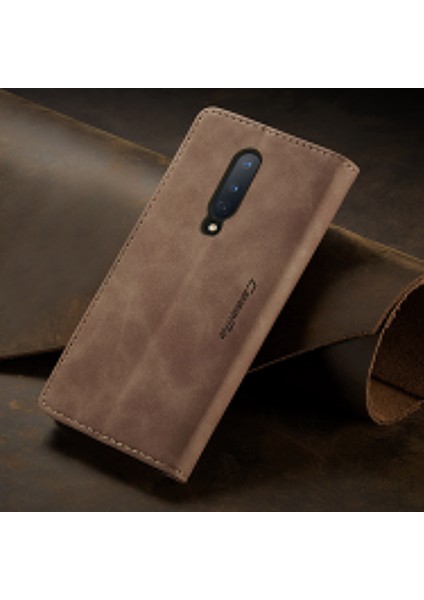Oneplus 8 Için Retro Pu Deri Tpu Kart Bölmeli Manyetik Flip Standlı Kılıf (Yurt Dışından)