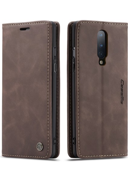 Oneplus 8 Için Retro Pu Deri Tpu Kart Bölmeli Manyetik Flip Standlı Kılıf (Yurt Dışından)