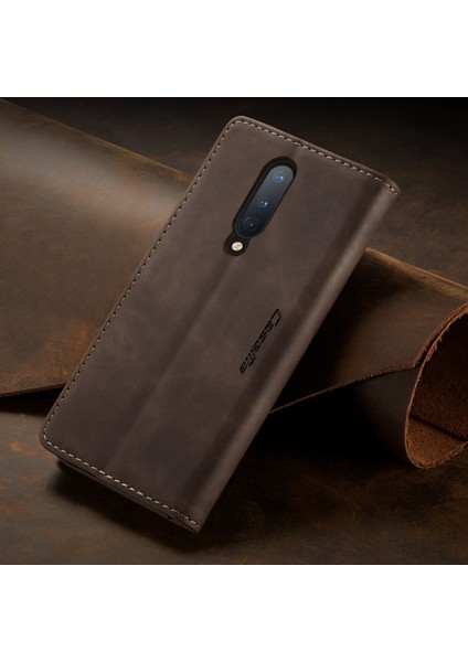 Oneplus 8 Için Retro Pu Deri Tpu Kart Bölmeli Manyetik Flip Standlı Kılıf (Yurt Dışından)