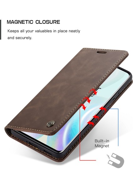 Oneplus 8 Için Retro Pu Deri Tpu Kart Bölmeli Manyetik Flip Standlı Kılıf (Yurt Dışından)