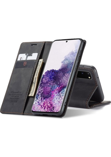 Samsung Galaxy S20 Için Retro Pu Deri Tpu Kart Bölmeli Manyetik Flip Standlı Kılıf (Yurt Dışından)