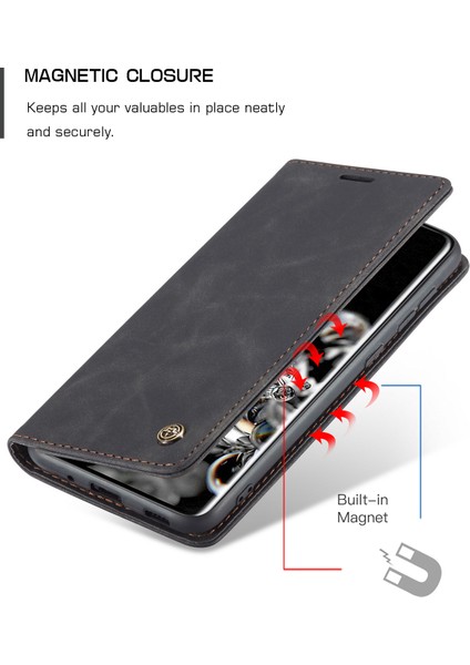 Samsung Galaxy S20 Için Retro Pu Deri Tpu Kart Bölmeli Manyetik Flip Standlı Kılıf (Yurt Dışından)