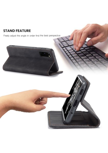 Samsung Galaxy S20 Için Retro Pu Deri Tpu Kart Bölmeli Manyetik Flip Standlı Kılıf (Yurt Dışından)