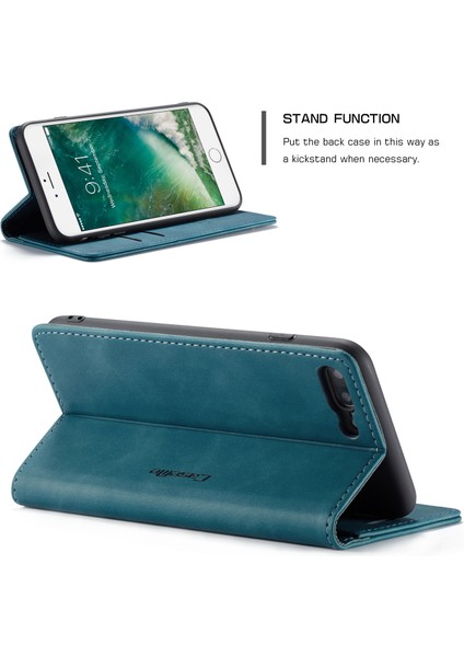 iPhone 7 Plus / 8 Plus Için Retro Pu Deri Tpu Kart Bölmeli Manyetik Flip Standlı Kılıf (Yurt Dışından)