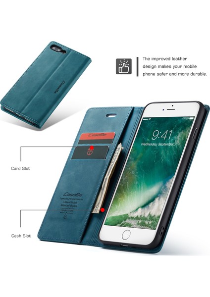 iPhone 7 Plus / 8 Plus Için Retro Pu Deri Tpu Kart Bölmeli Manyetik Flip Standlı Kılıf (Yurt Dışından)