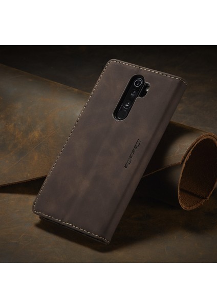 Xiaomi Redmi Note 8 Pro Için Retro Pu Deri Tpu Kart Bölmeli Manyetik Flip Standlı Kılıf (Yurt Dışından)