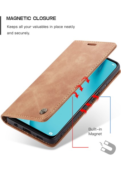 Huawei P40 Lite Için Retro Pu Deri Tpu Kart Bölmeli Manyetik Flip Standlı Kılıf (Yurt Dışından)