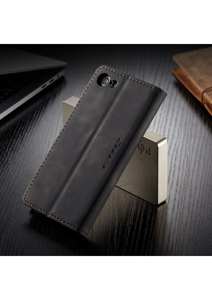 iPhone Se 2020 / iPhone 7 / iPhone 8 Için Retro Pu Deri Tpu Kart Bölmeli Manyetik Flip Standlı Kılıf (Yurt Dışından)
