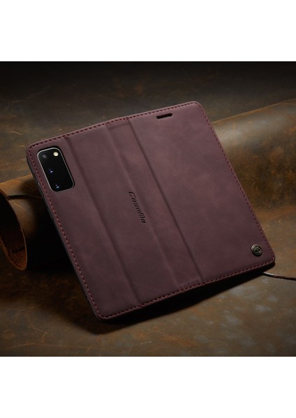 Samsung Galaxy S20 Için Retro Pu Deri Tpu Kart Bölmeli Manyetik Flip Standlı Kılıf (Yurt Dışından)