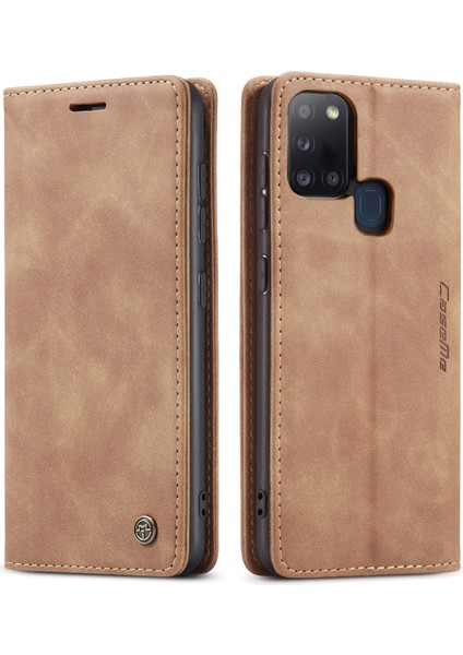 Samsung Galaxy A21S Için Retro Pu Deri Tpu Kart Bölmeli Manyetik Flip Standlı Kılıf (Yurt Dışından)