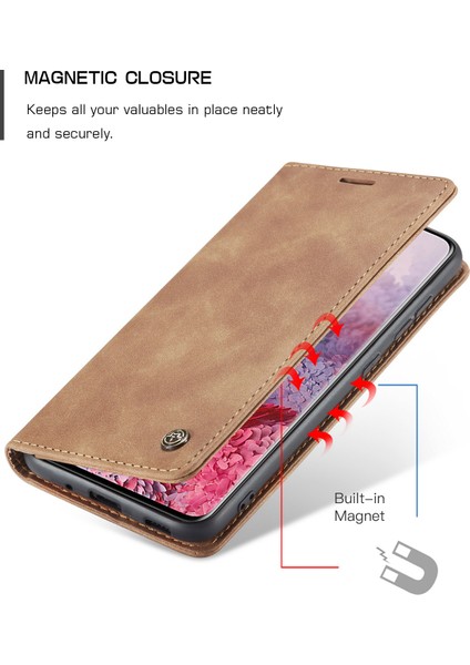 Samsung Galaxy S20 Plus Için Retro Pu Deri Tpu Kart Bölmeli Manyetik Flip Standlı Kılıf (Yurt Dışından)