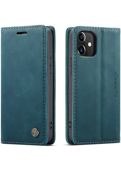iPhone 12 Mini Için Retro Pu Deri Tpu Kart Bölmeli Manyetik Flip Standlı Kılıf (Yurt Dışından)
