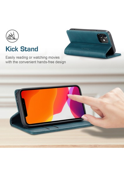 iPhone 12 Mini Için Retro Pu Deri Tpu Kart Bölmeli Manyetik Flip Standlı Kılıf (Yurt Dışından)