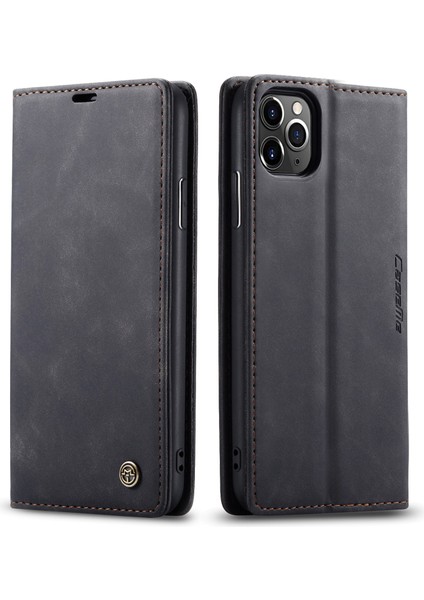 iPhone 11 Pro Max Için Retro Pu Deri Tpu Kart Bölmeli Manyetik Flip Standlı Kılıf (Yurt Dışından)
