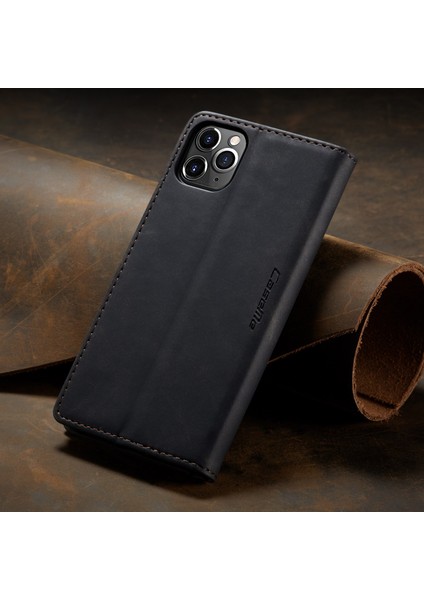 iPhone 11 Pro Max Için Retro Pu Deri Tpu Kart Bölmeli Manyetik Flip Standlı Kılıf (Yurt Dışından)