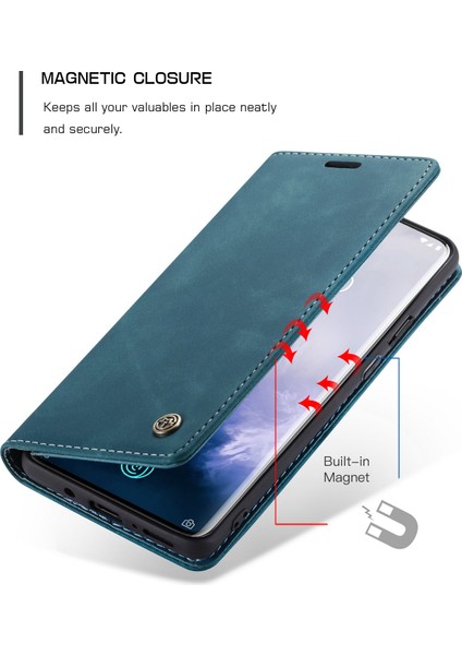 Oneplus 7 Pro Için Retro Pu Deri Tpu Kart Bölmeli Manyetik Flip Standlı Kılıf (Yurt Dışından)