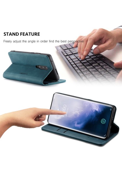 Oneplus 7 Pro Için Retro Pu Deri Tpu Kart Bölmeli Manyetik Flip Standlı Kılıf (Yurt Dışından)