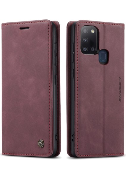Samsung Galaxy A21S Için Retro Pu Deri Tpu Kart Bölmeli Manyetik Flip Standlı Kılıf (Yurt Dışından)