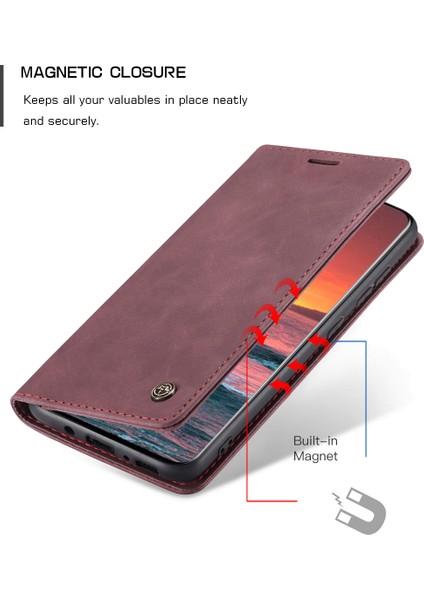 Samsung Galaxy A21S Için Retro Pu Deri Tpu Kart Bölmeli Manyetik Flip Standlı Kılıf (Yurt Dışından)