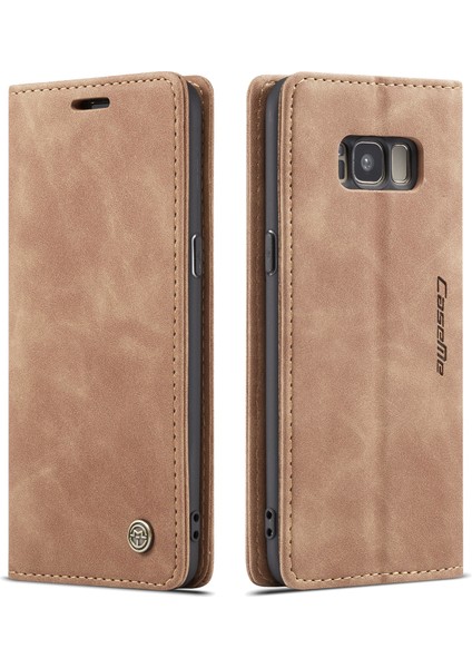 Samsung Galaxy S8 Için Retro Pu Deri Tpu Kart Bölmeli Manyetik Flip Standlı Kılıf (Yurt Dışından)