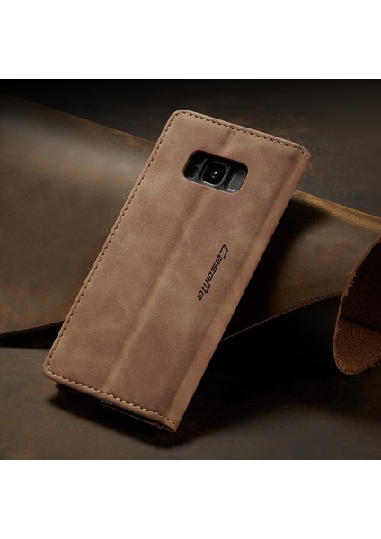 Samsung Galaxy S8 Için Retro Pu Deri Tpu Kart Bölmeli Manyetik Flip Standlı Kılıf (Yurt Dışından)