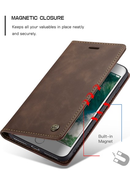 iPhone 7 Plus / 8 Plus Için Retro Pu Deri Tpu Kart Bölmeli Manyetik Flip Standlı Kılıf (Yurt Dışından) modelleri