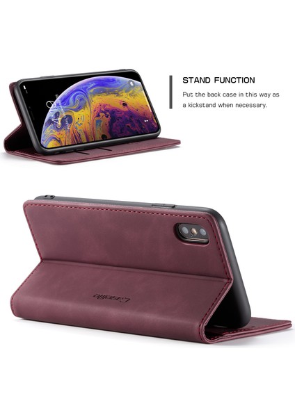 iPhone Xs / iPhone x Için Retro Pu Deri Tpu Kart Bölmeli Manyetik Flip Standlı Kılıf (Yurt Dışından) fırsatları