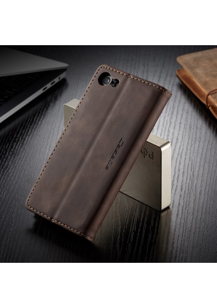 iPhone Se 2020 / iPhone 7 / iPhone 8 Için Retro Pu Deri Tpu Kart Bölmeli Manyetik Flip Standlı Kılıf (Yurt Dışından)