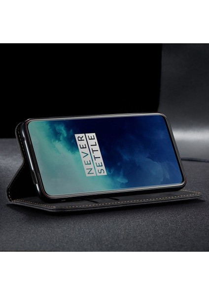 Oneplus 7t Pro Için Retro Deri Flip Standlı Kılıf (Yurt Dışından)