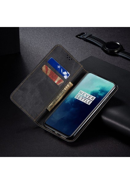 Oneplus 7t Pro Için Retro Deri Flip Standlı Kılıf (Yurt Dışından)