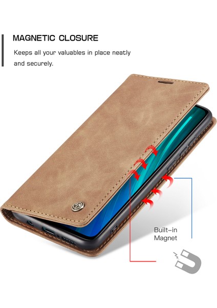 Xiaomi Redmi Note 8 Pro Için Retro Pu Deri Tpu Kart Bölmeli Manyetik Flip Standlı Kılıf (Yurt Dışından)