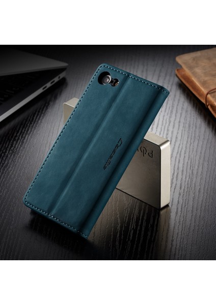 iPhone Se 2020 / iPhone 7 / iPhone 8 Için Retro Pu Deri Tpu Kart Bölmeli Manyetik Flip Standlı Kılıf (Yurt Dışından)