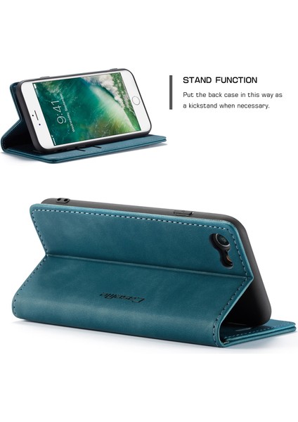 iPhone Se 2020 / iPhone 7 / iPhone 8 Için Retro Pu Deri Tpu Kart Bölmeli Manyetik Flip Standlı Kılıf (Yurt Dışından)