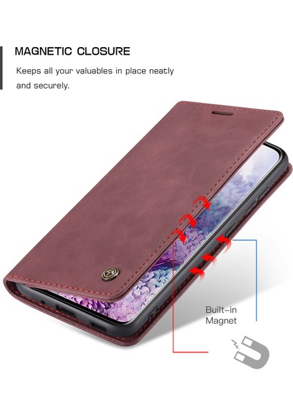 Samsung Galaxy S20 Plus Için Retro Pu Deri Tpu Kart Bölmeli Manyetik Flip Standlı Kılıf (Yurt Dışından)