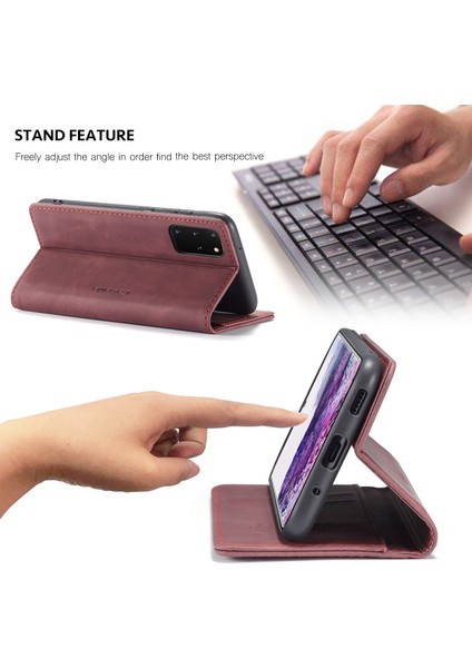 Samsung Galaxy S20 Plus Için Retro Pu Deri Tpu Kart Bölmeli Manyetik Flip Standlı Kılıf (Yurt Dışından)
