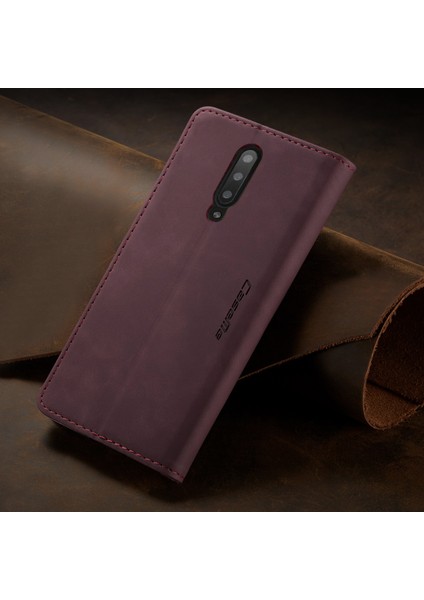 Oneplus 7 Pro Için Retro Pu Deri Tpu Kart Bölmeli Manyetik Flip Standlı Kılıf (Yurt Dışından)