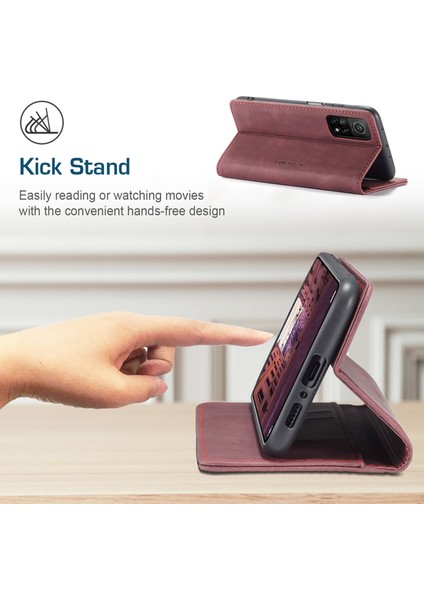 Xiaomi Mi 10T / Mi 10T Pro Için Retro Pu Deri Tpu Manyetik Flip Standlı Kılıf (Yurt Dışından)