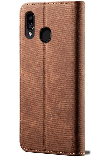 Samsung Galaxy A20 / A30 Için Retro Deri Flip Standlı Kılıf (Yurt Dışından)