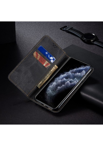 iPhone 11 Pro Için Retro Deri Flip Standlı Kılıf (Yurt Dışından)
