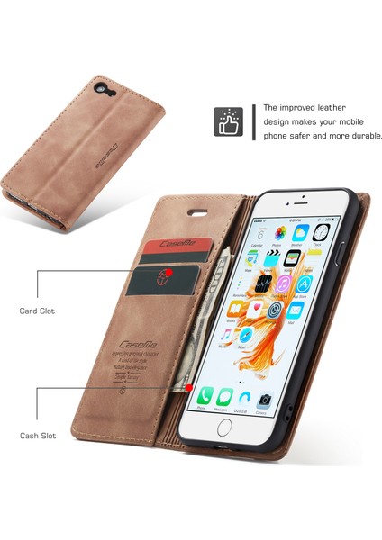 iPhone 6 / 6s Için Retro Pu Deri Tpu Kart Bölmeli Manyetik Flip Standlı Kılıf (Yurt Dışından)