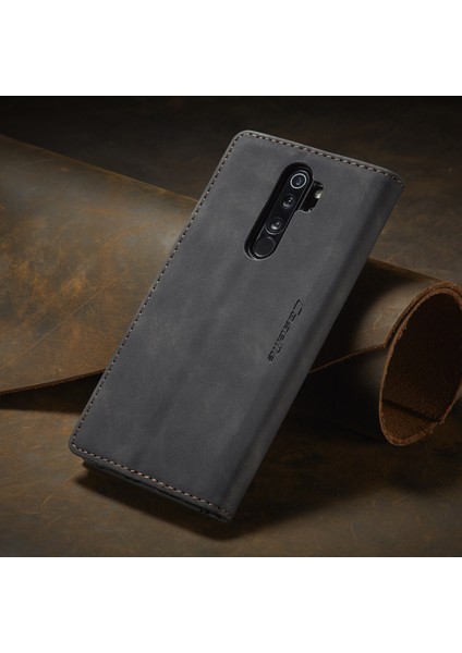 Xiaomi Redmi Note 8 Pro Için Retro Pu Deri Tpu Kart Bölmeli Manyetik Flip Standlı Kılıf (Yurt Dışından)