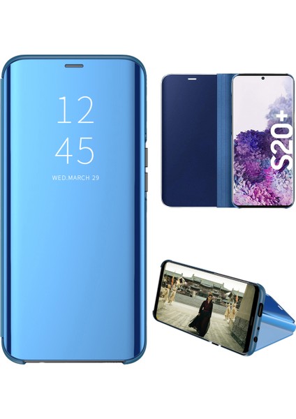 Samsung Galaxy S20 Plus Için Aynalı Pu Deri Standlı Kılıf (Yurt Dışından)
