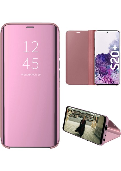 Samsung Galaxy S20 Plus Için Aynalı Pu Deri Standlı Kılıf (Yurt Dışından)