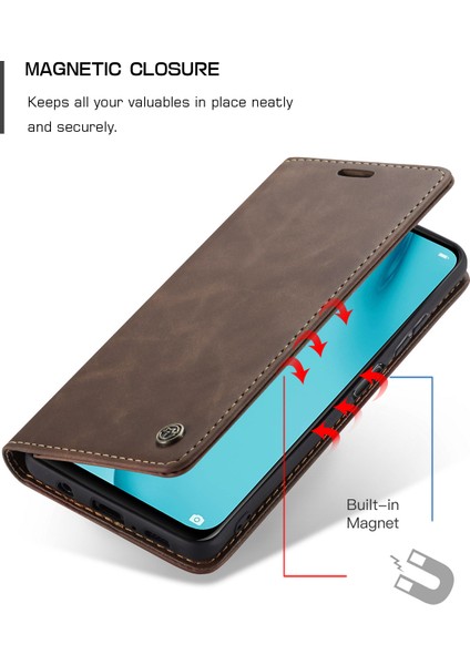 Huawei P40 Lite Için Retro Pu Deri Tpu Kart Bölmeli Manyetik Flip Standlı Kılıf (Yurt Dışından)