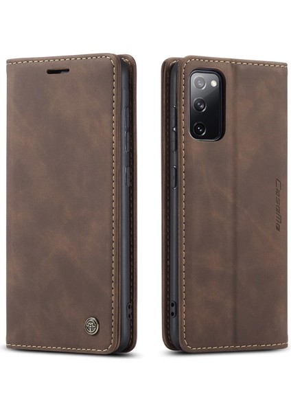 Samsung Galaxy S20 Fe 5g Için Retro Pu Deri Tpu Kart Bölmeli Manyetik Flip Standlı Kılıf (Yurt Dışından)