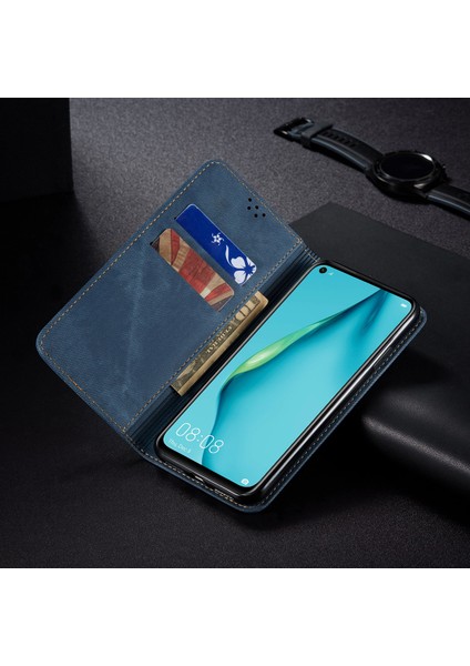 Huawei P40 Lite Için Retro Deri Flip Cüzdan Standlı Kılıf (Yurt Dışından)