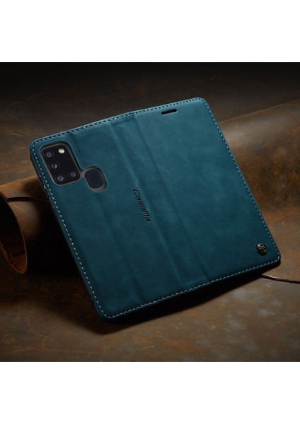 Samsung Galaxy A21S Için Retro Pu Deri Tpu Kart Bölmeli Manyetik Flip Standlı Kılıf (Yurt Dışından)