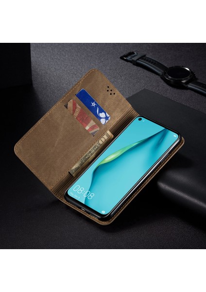 Huawei P40 Lite Için Retro Deri Flip Cüzdan Standlı Kılıf (Yurt Dışından)