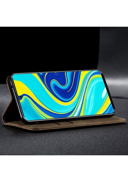 Xiaomi Redmi Note 9 Için Retro Deri Flip Cüzdan Standlı Kılıf (Yurt Dışından)