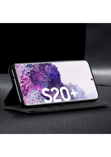 Samsung Galaxy S20 Plus Için Retro Deri Flip Cüzdan Standlı Kılıf (Yurt Dışından)